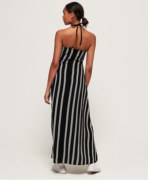 Superdry Deck Stripe Maxi Női Ruhák Csíkok/Fekete | SYCBJ3142